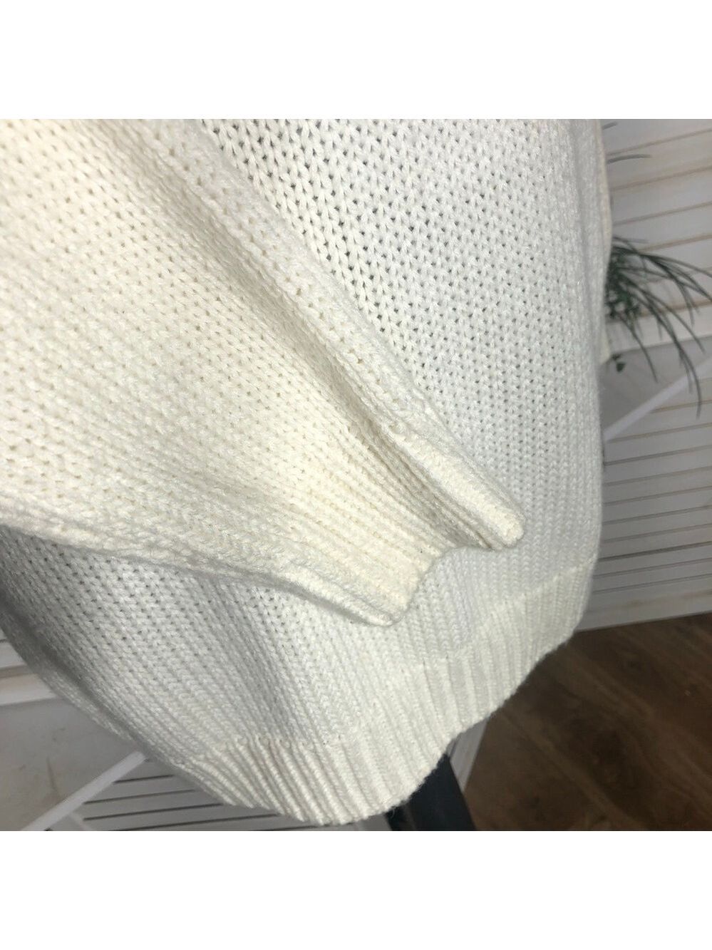 Poof! Cream Cowl Neck Open Back Bow Sweater Dress Size S - Picture 9 of 14